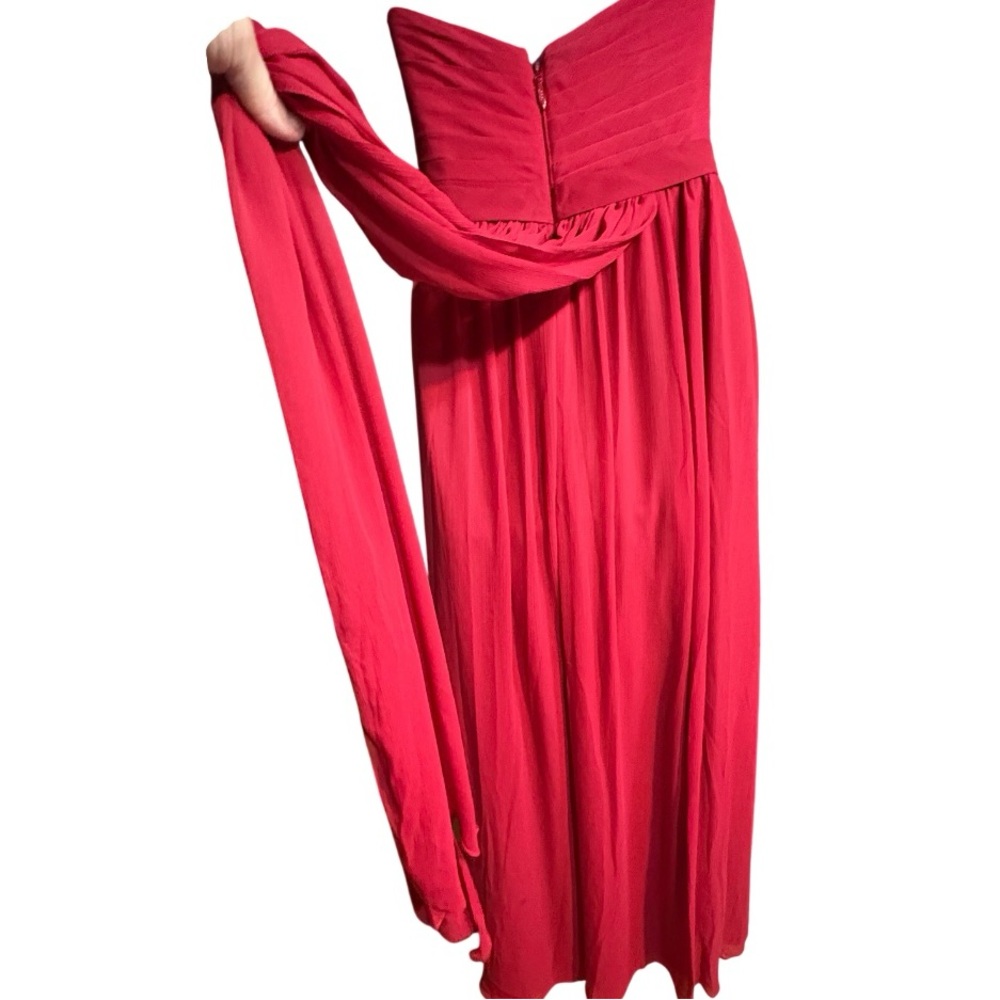 Azazie Red formal Gown chiffon strapless sweetheart neckline ruched fitted - Picture 11 of 14